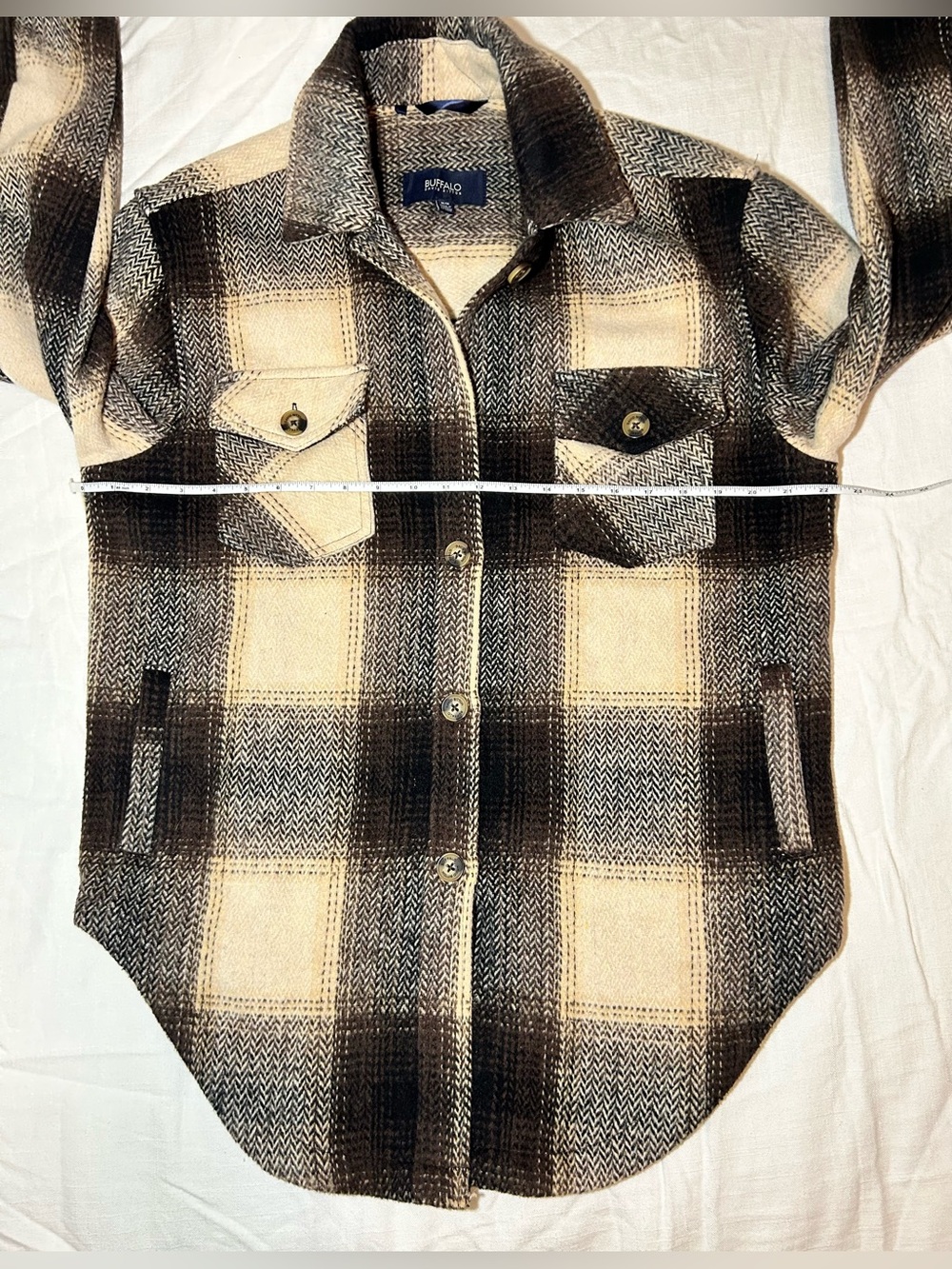 Buffalo David Bitton Plaid Shacket in Black & Tan - Picture 4 of 12